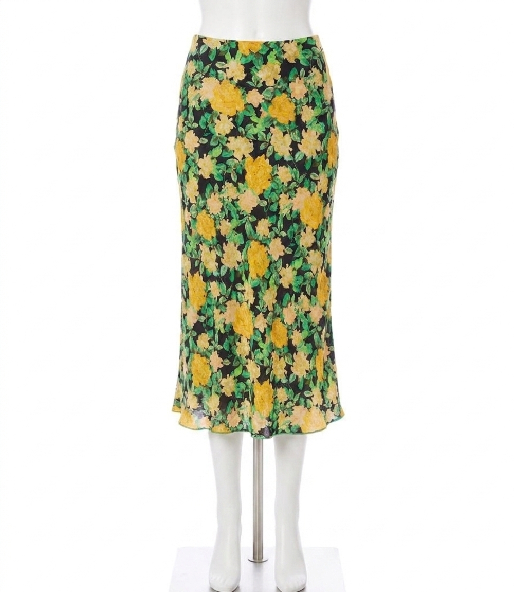 NEW KAREN KANE bias cut midi skirt in floral print